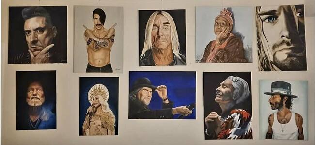 Algunos de los retratos Que se pueden contemplar estos días en el 'Café & Jazz' de Vitoria-Gasteiz