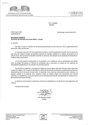 Resolución del Tribunal Europeo de Derechos Humanos.