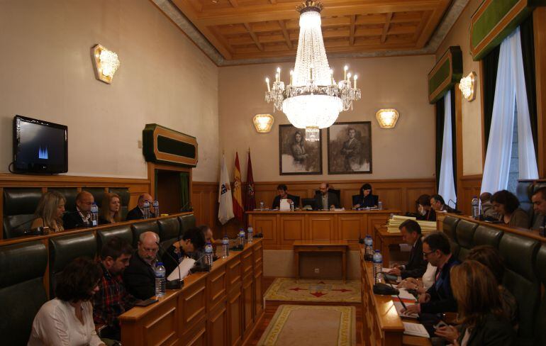 Imagen del salón de plenos esta mañana en el Pazo de Raxoi