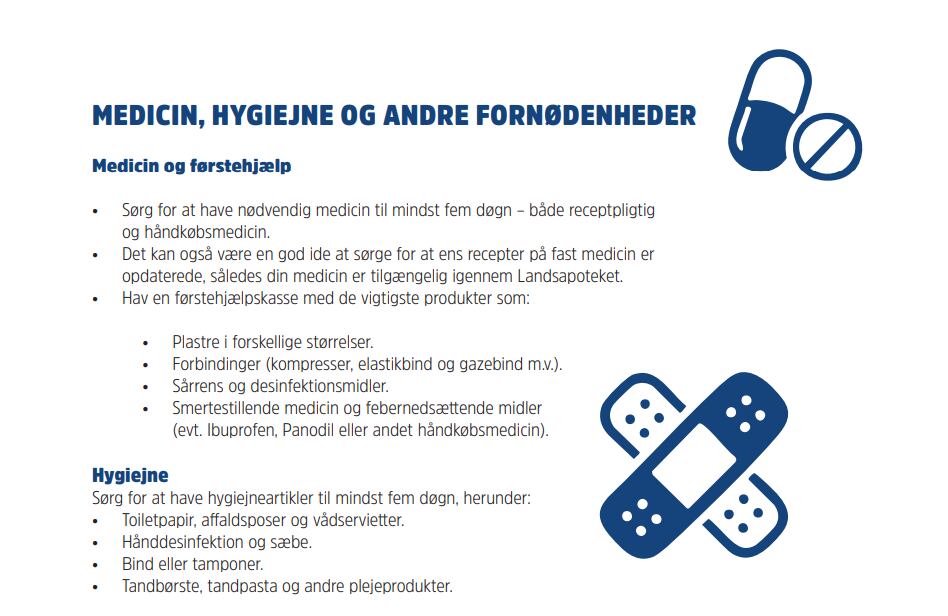 Imagen del folleto con las indicaciones sobre medicinas y primeros auxilios