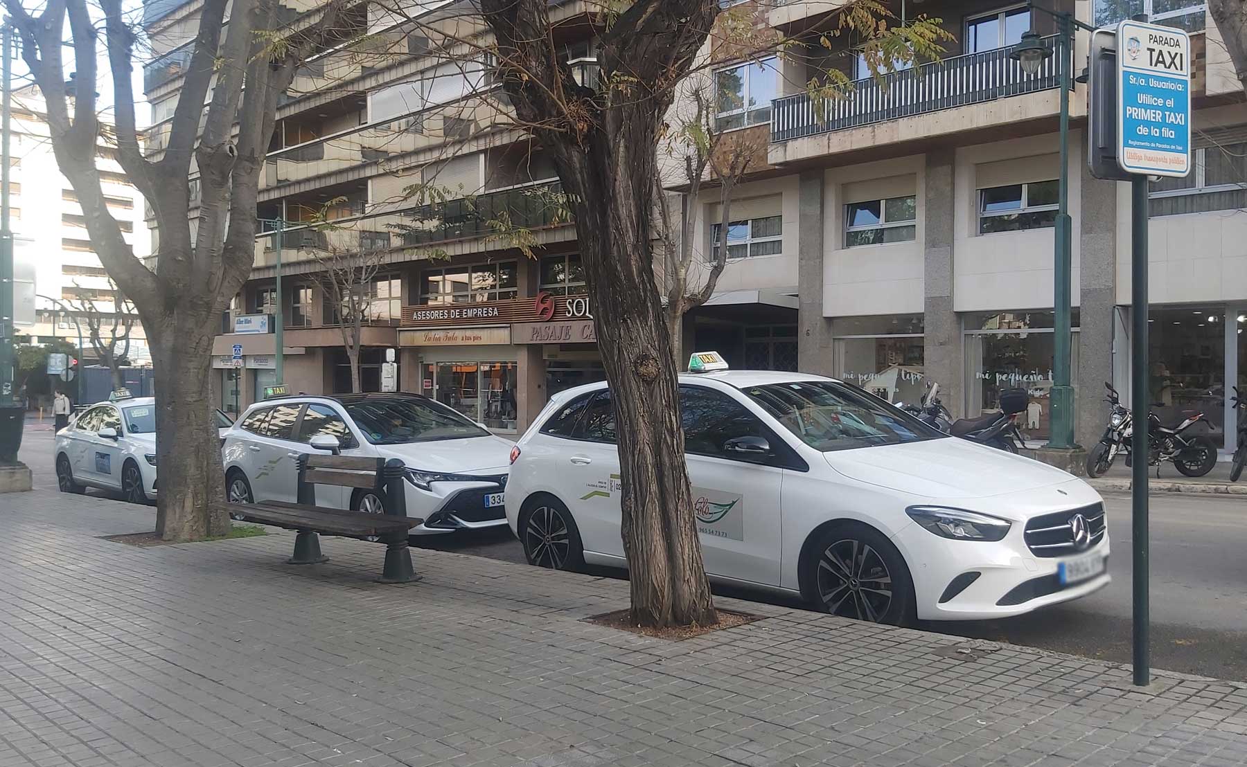 Imagen de la parada de taxis de la Rosaleda