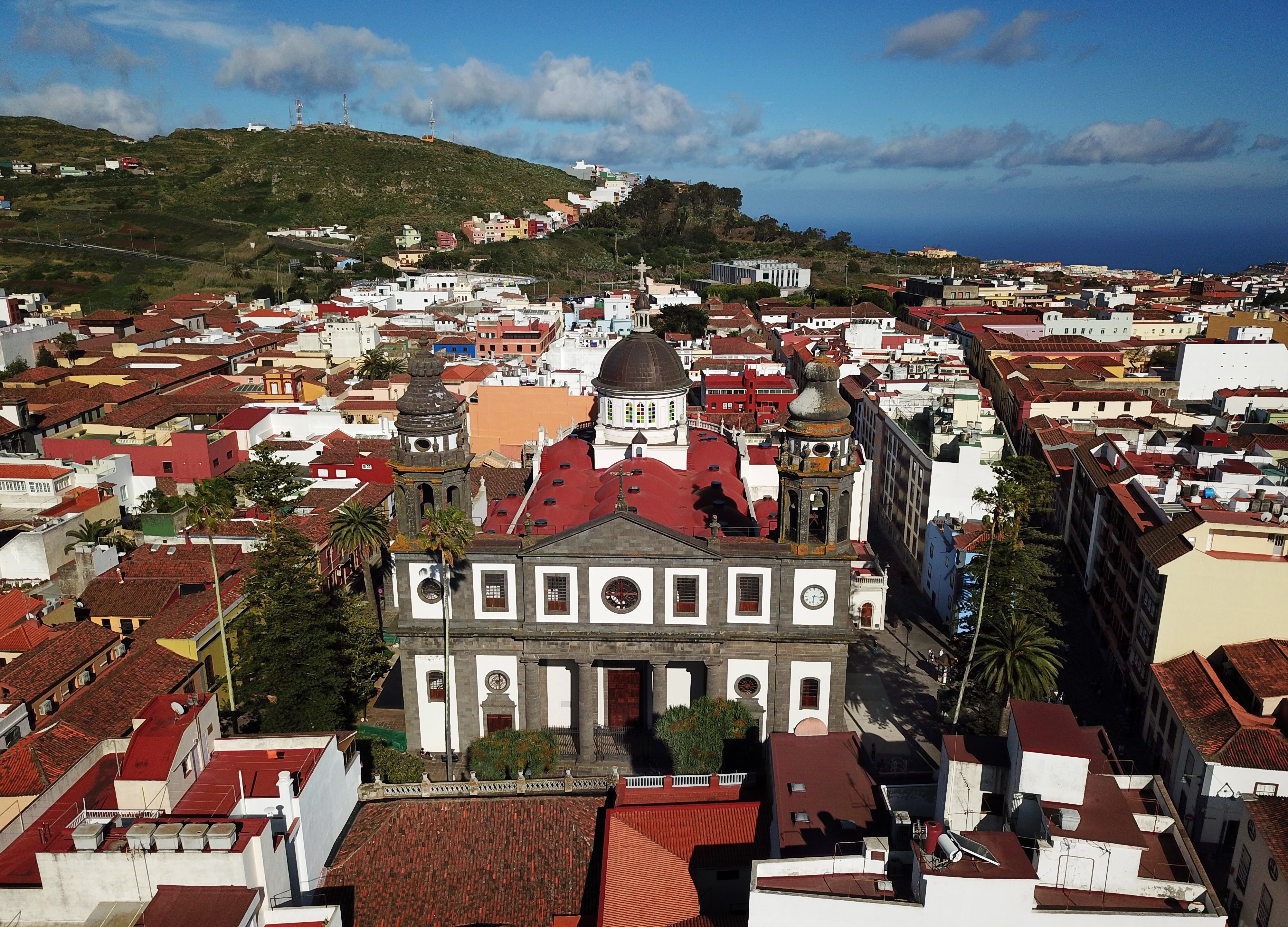 Aerial view on Cathedral and townscape San Cristobal De La Laguna, Tenerife, Canary Islands, Spain