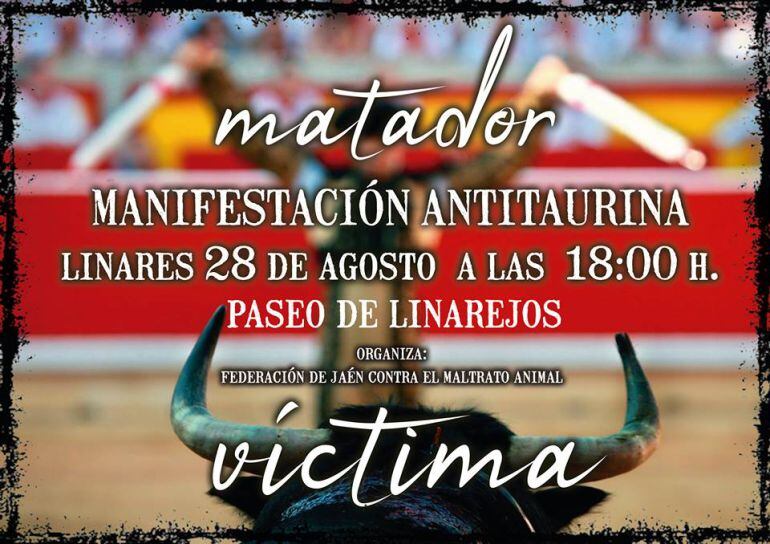 Cartel anunciador del acto antitaurino