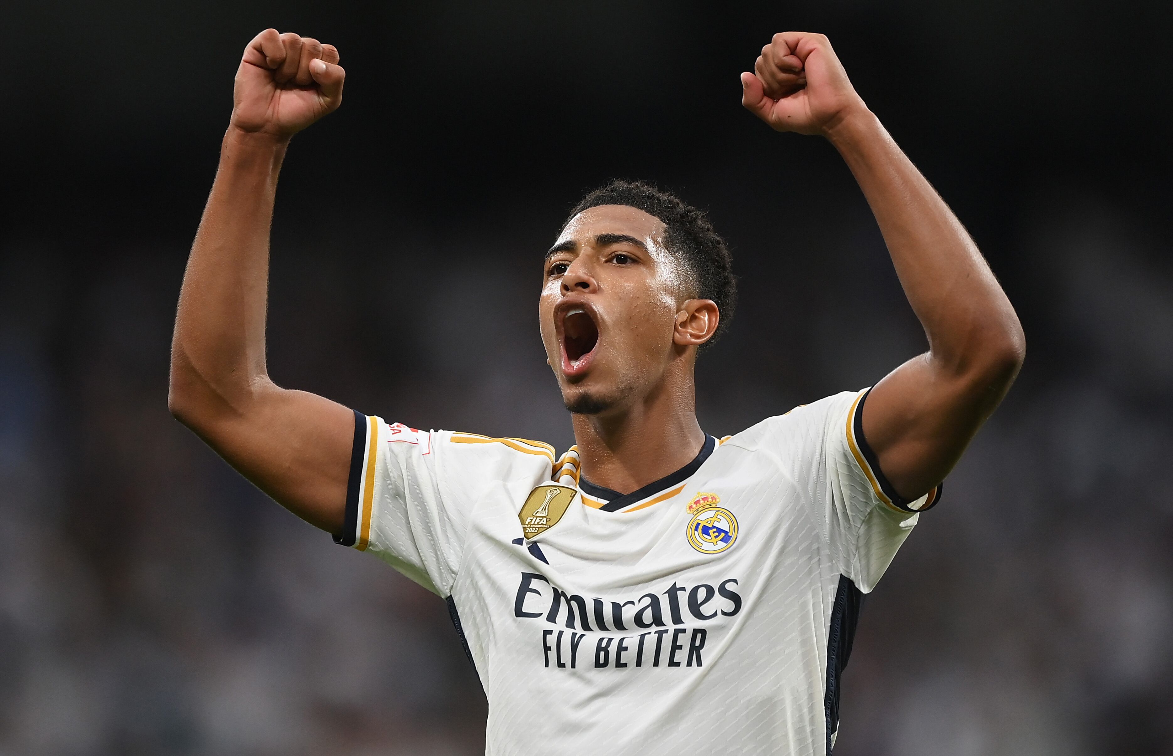 Jude Bellingham celebra su gol con el Real Madrid ante el Getafe. (Photo by Denis Doyle/Getty Images)