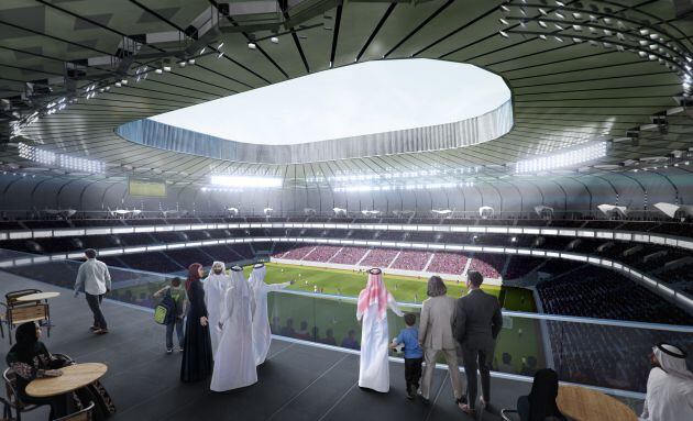 Un diseño del interior de uno de los estadios del Mundial 2022.