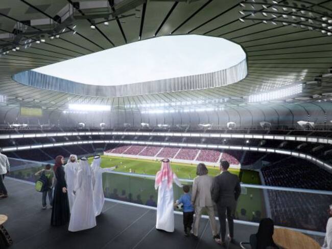 Un diseño del interior de uno de los estadios del Mundial 2022.