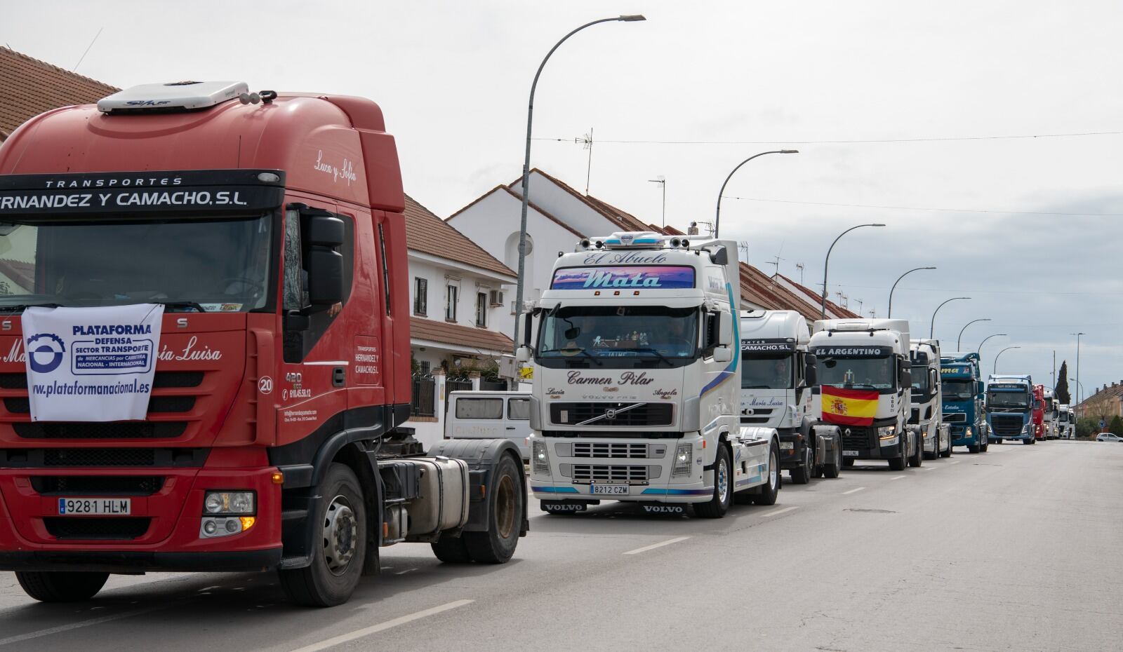 Cientos de camiones participan una gran caravana de protesta por las calles de Ciudad Real