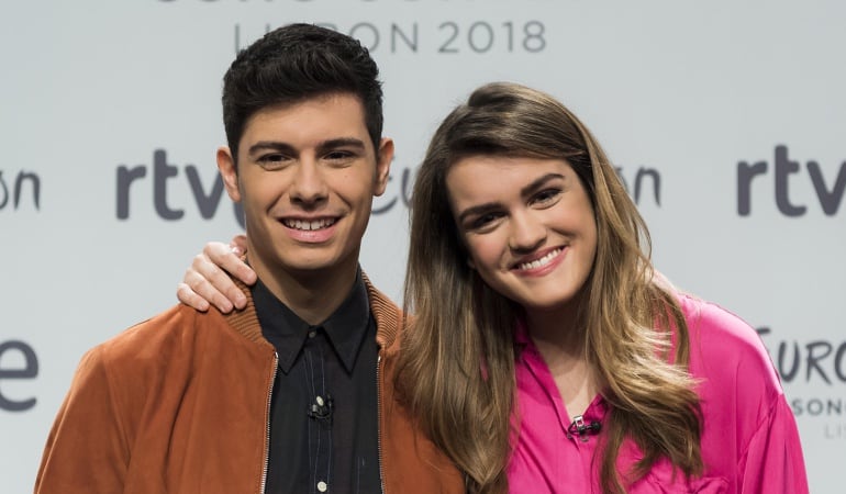 Alfred y Amaia en la rueda de prensa de Eurovisión 2018