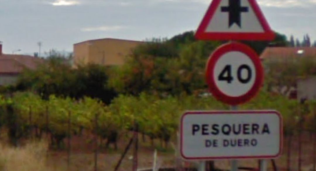 Acceso a la localidad de Pesquera de Duero
