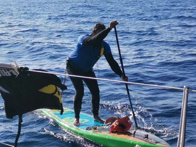 En pleno esfuerzo durante la travesía a Ibiza