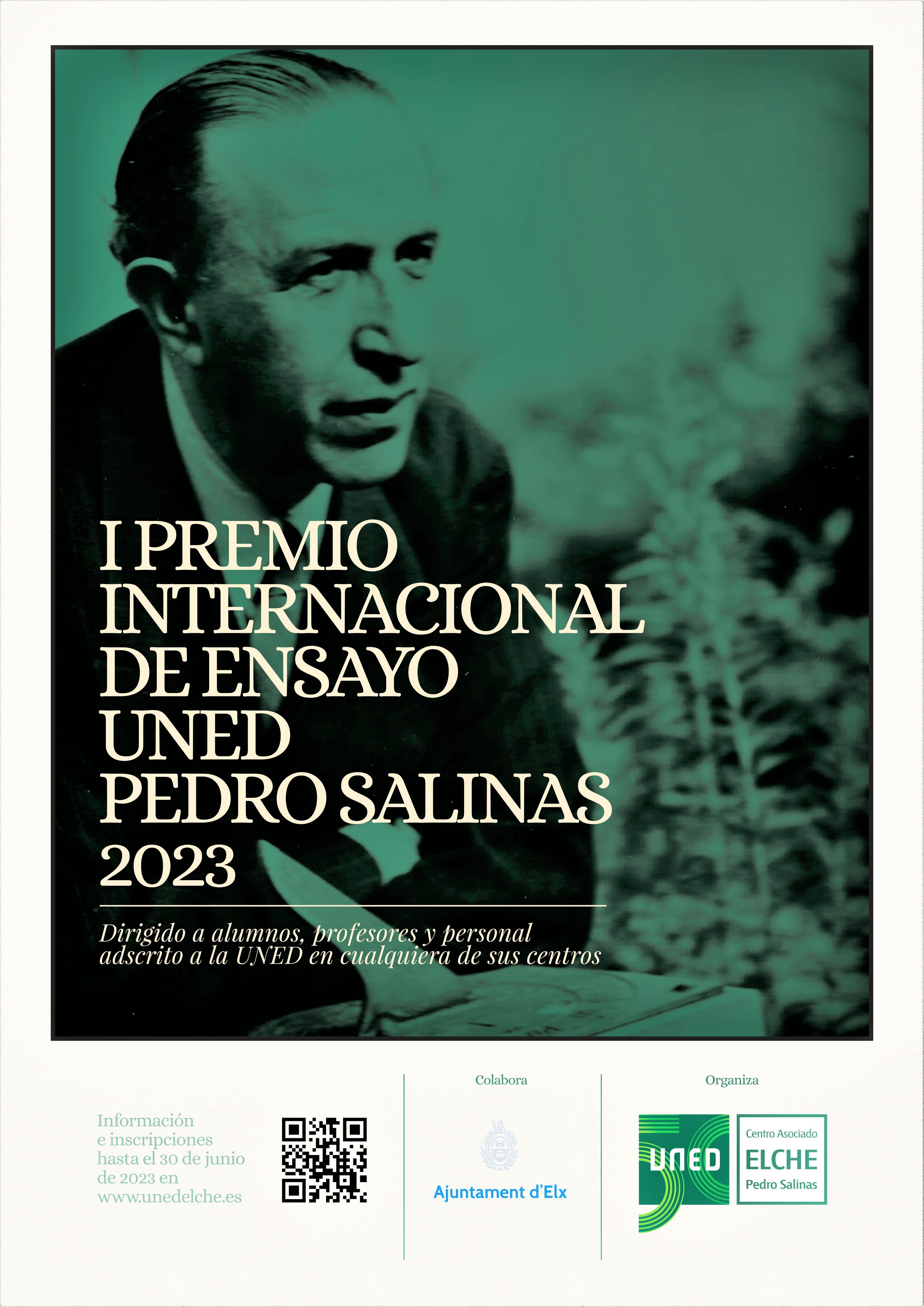 Cartel I Premio Internacional de Ensayo Pedro Salinas  (UNED Elche)