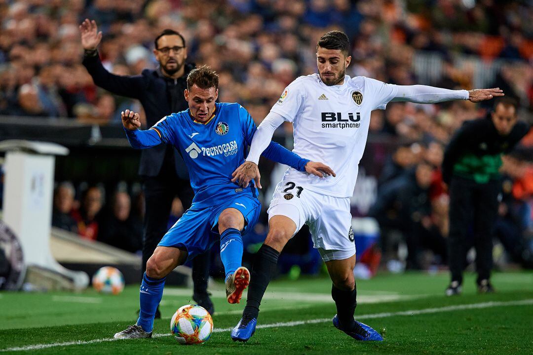 Imagen de un partido entre el Valencia y el Getafe en Mestalla
