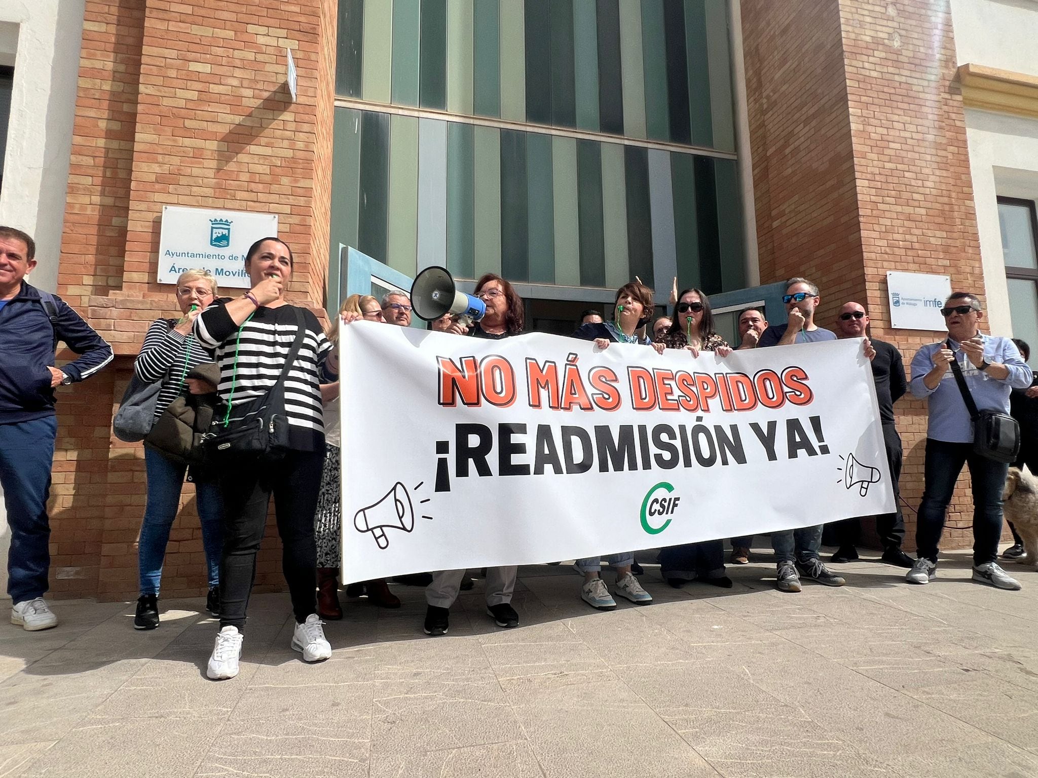 Un momento de la protesta este martes en Málaga