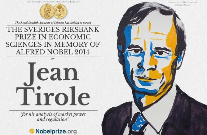 Jean Tirole, en una caricatura compartida por la redes sociales de los Premios Nobel.