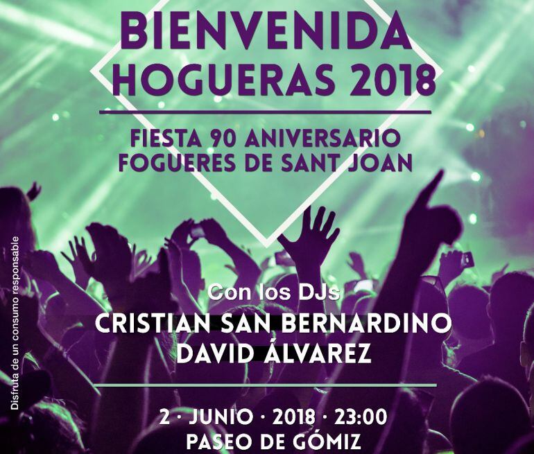 Cartel de la fiesta 'Bienvenida Hogueras 2018'