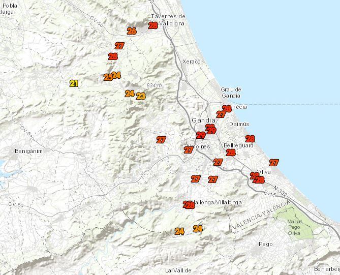 Temperaturas mínimas esta pasada noche en La Safor.
