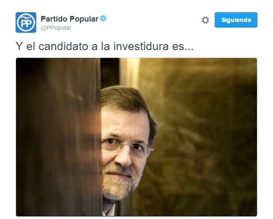 Mensaje del PP tras la reunión de Rajoy con el rey que posteriormente han borrado de la red social Twitter