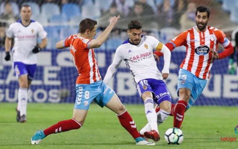 Javi Ros, en una imagen del partido contra el Lugo, fue uno de los destacados