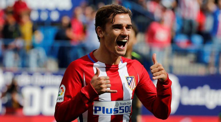 Antoine Griezmann celebra uno de sus tantos frente al Sporting