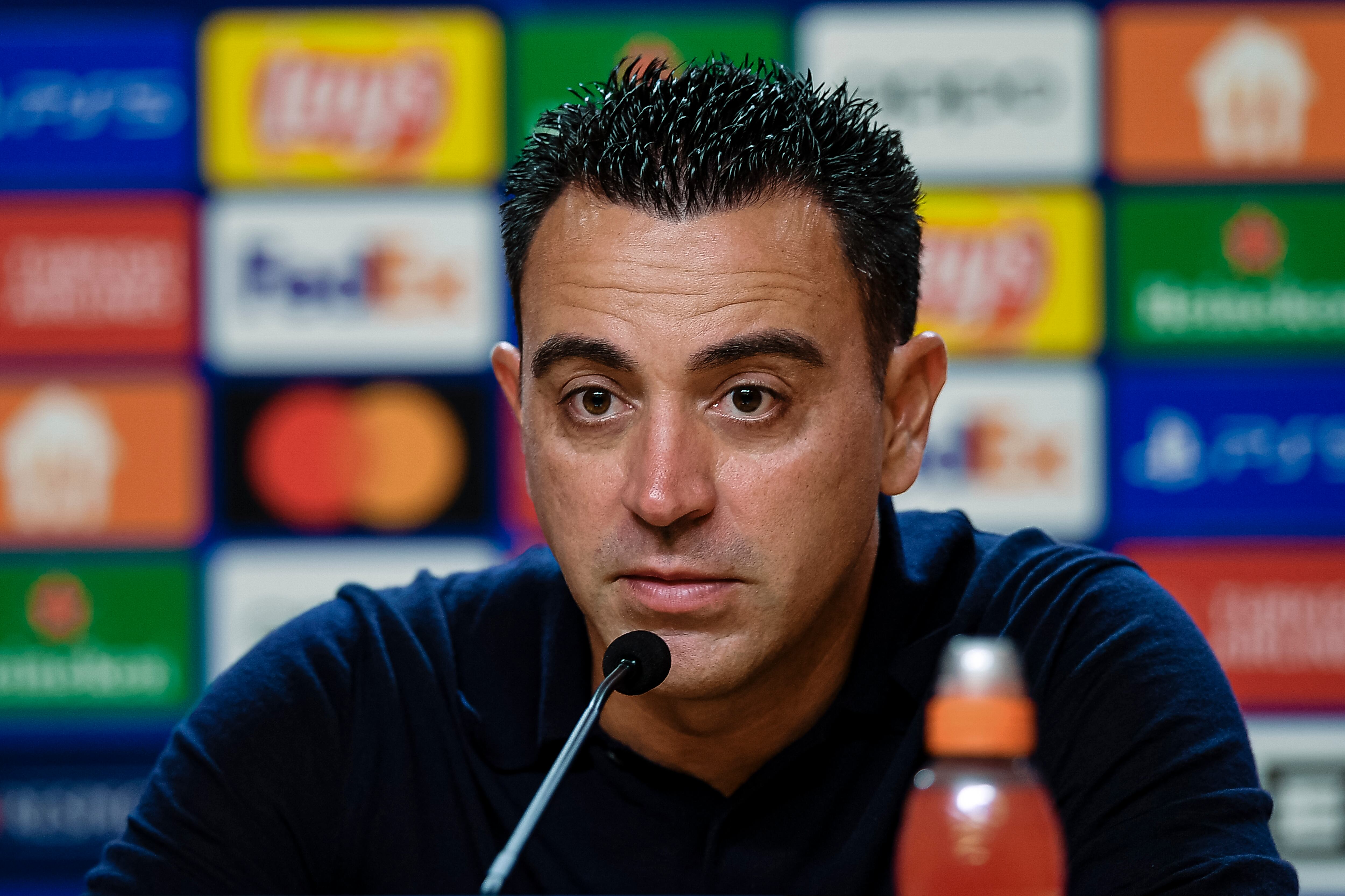 Xavi Hernández en la rueda de prensa posterior al partido de Champions entre FC Barcelona y Porto