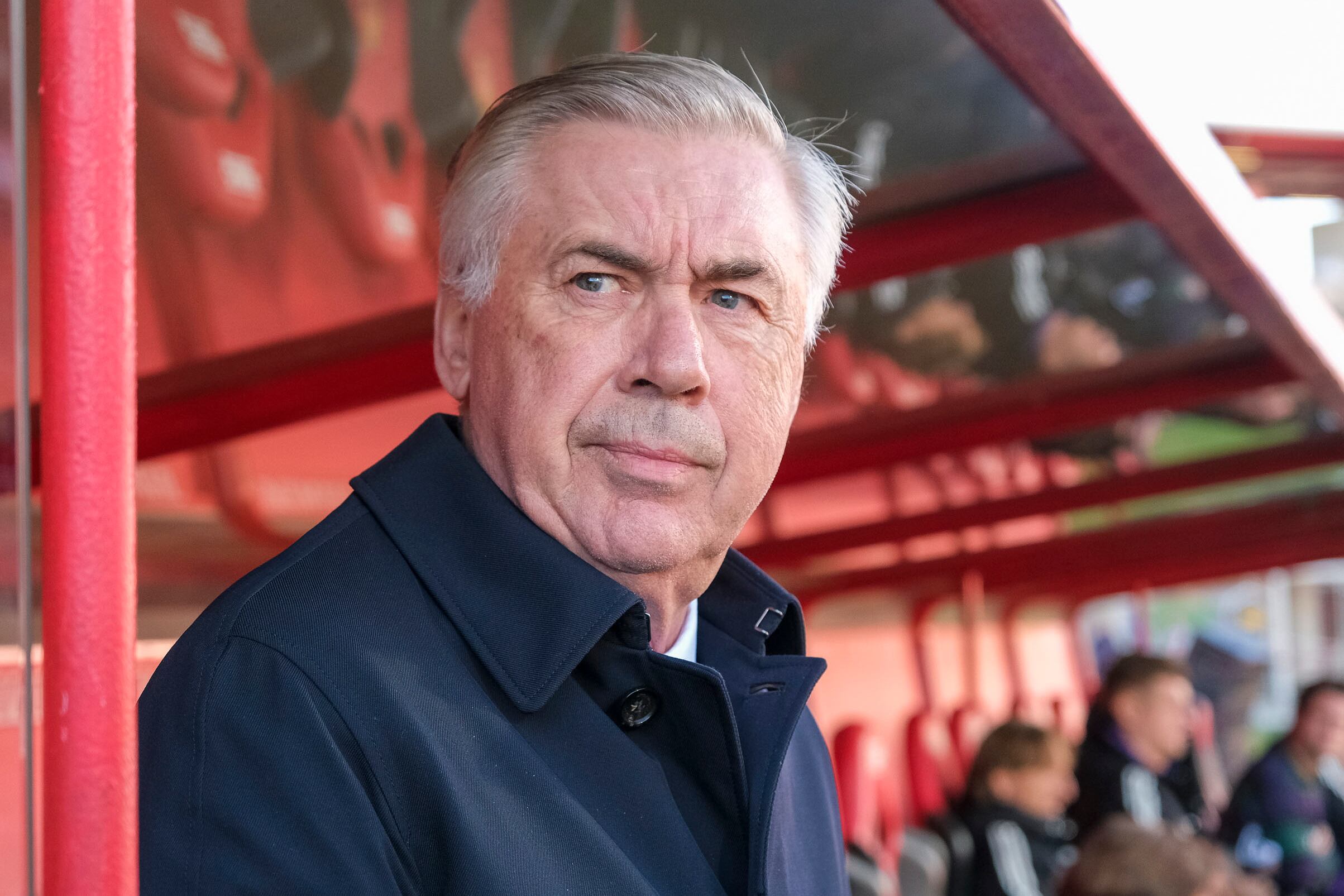 El entrenador del Real Madrid Carlo Ancelotti, en la previa del Partido de La Liga que disputan el Mallorca y el Real Madrid en el estadio de Son Moix.- EFE/CATI CLADERA