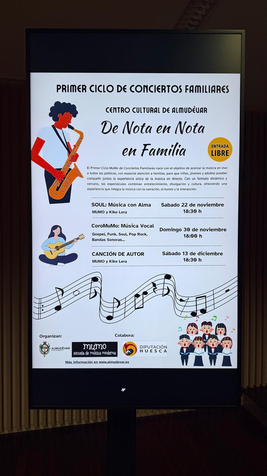 Cartel del ciclo de conciertos familiares "De nota en nota en familia"