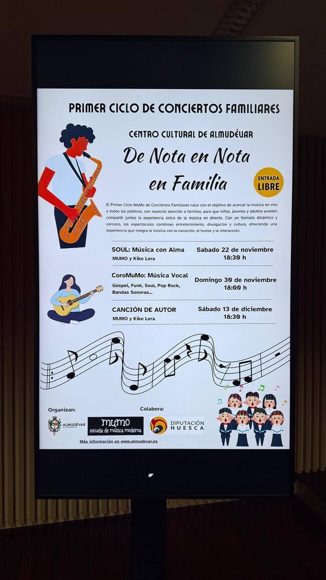 Cartel del ciclo de conciertos familiares "De nota en nota en familia"