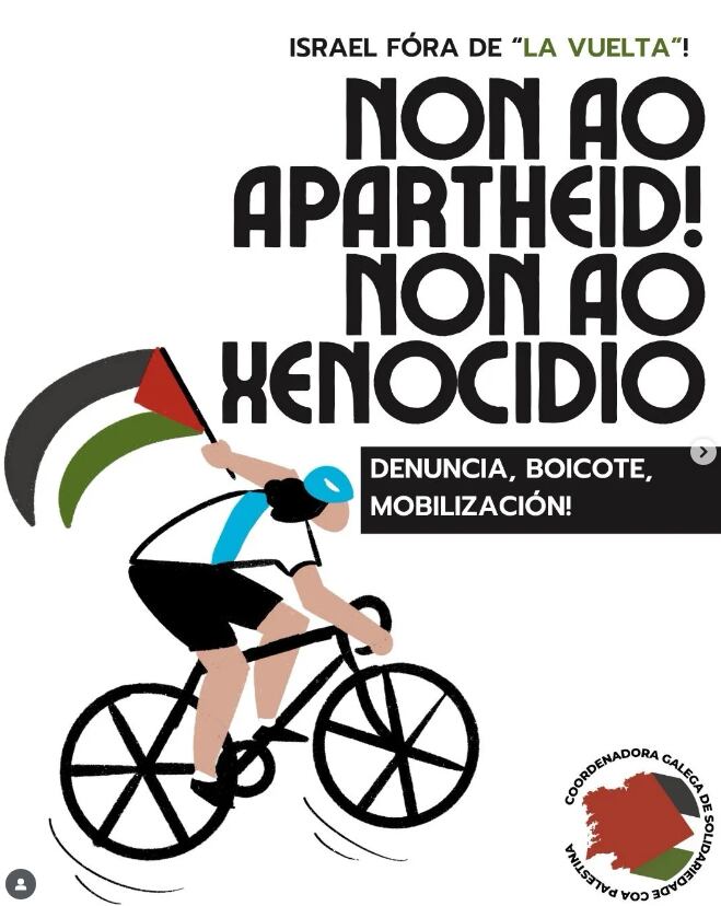 Grupos propalestinos convocan protestas contra La Vuelta a su paso por Galicia