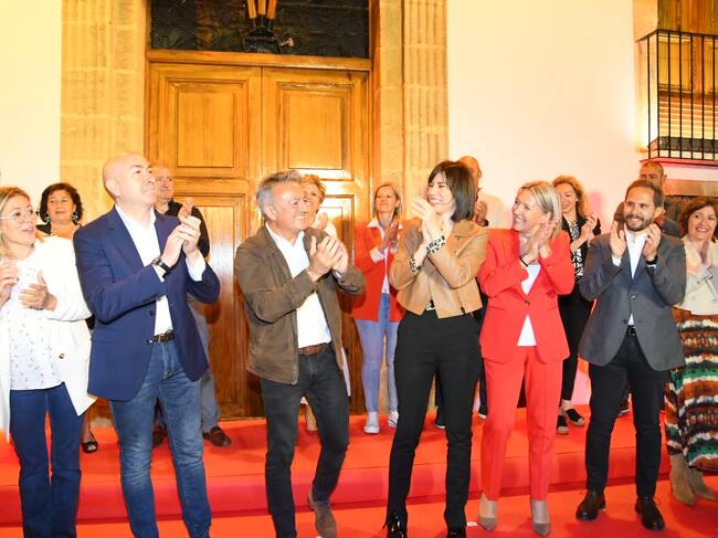 Con la ministra de Ciencia, Diana Morant, y el secretario general del PSPV de la provincia de Alicante, Alejandro Soler.