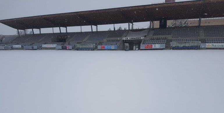 Estado del estadio de la Fuensanta debido a la nieve caída 