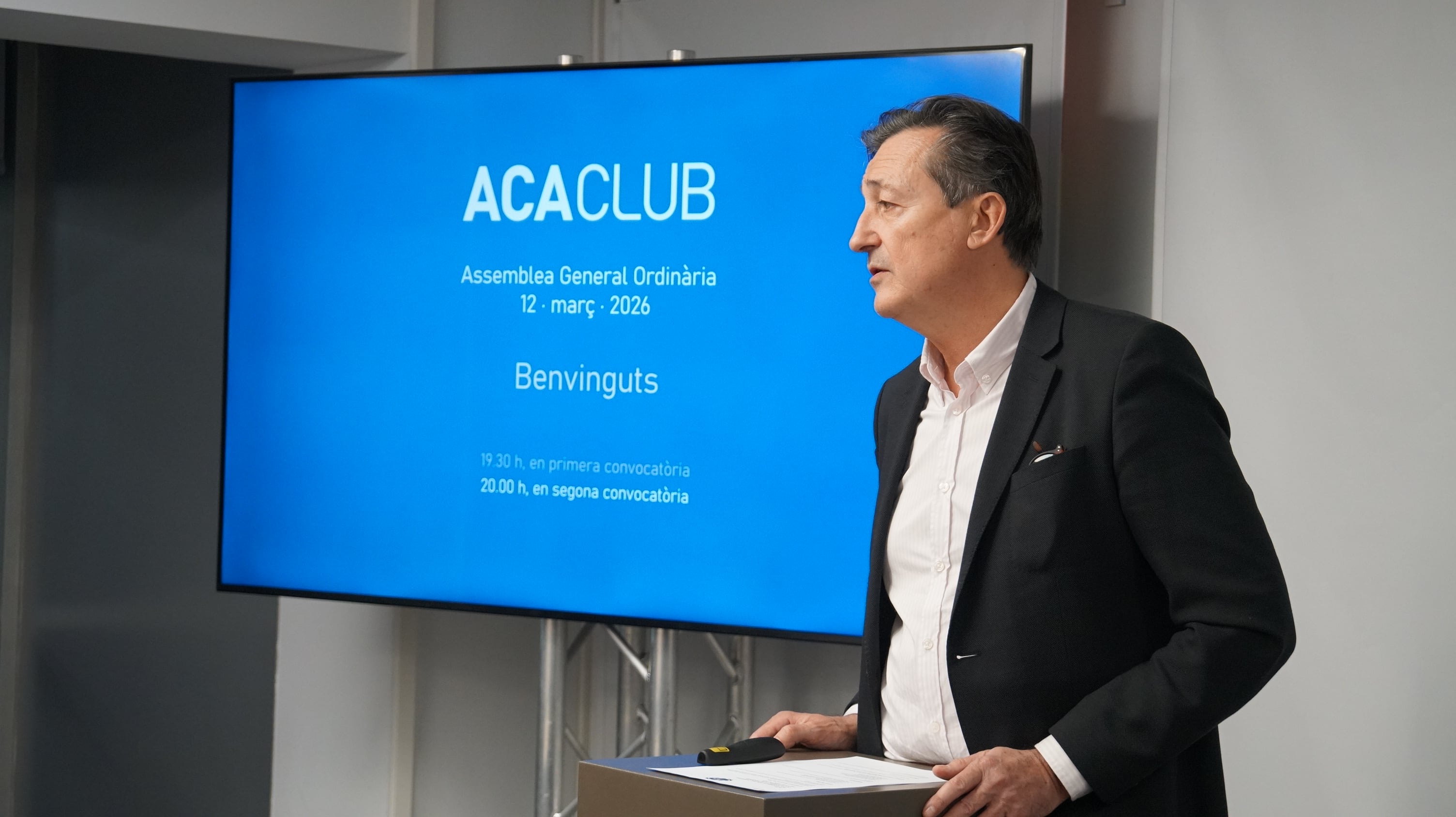 El president de l'ACA, Enric Tarrado, durant l'assemblea general de l'entitat celebrada aquest dijous