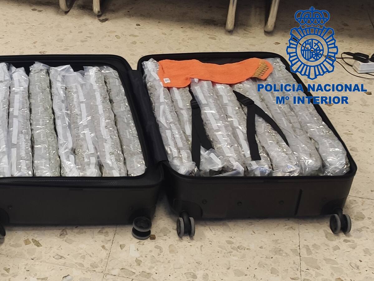 La Policía Nacional detiene en Manises a una mujer que facturó una maleta repleta de marihuana con destino a Londres