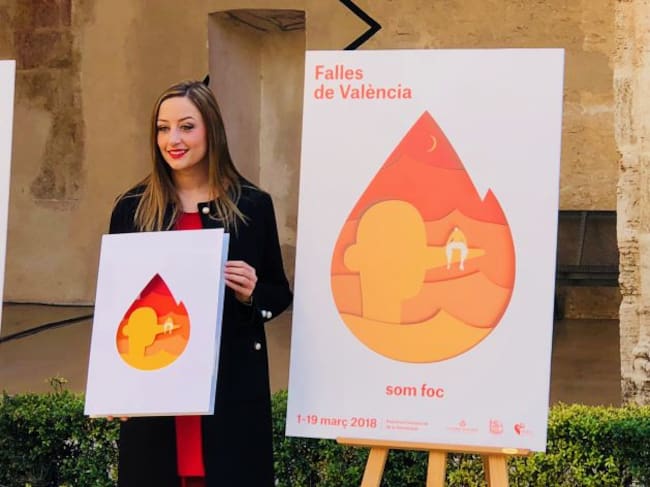 Cartel de Fallas 2018: "Som foc" con la Fallera Mayor de Valencia