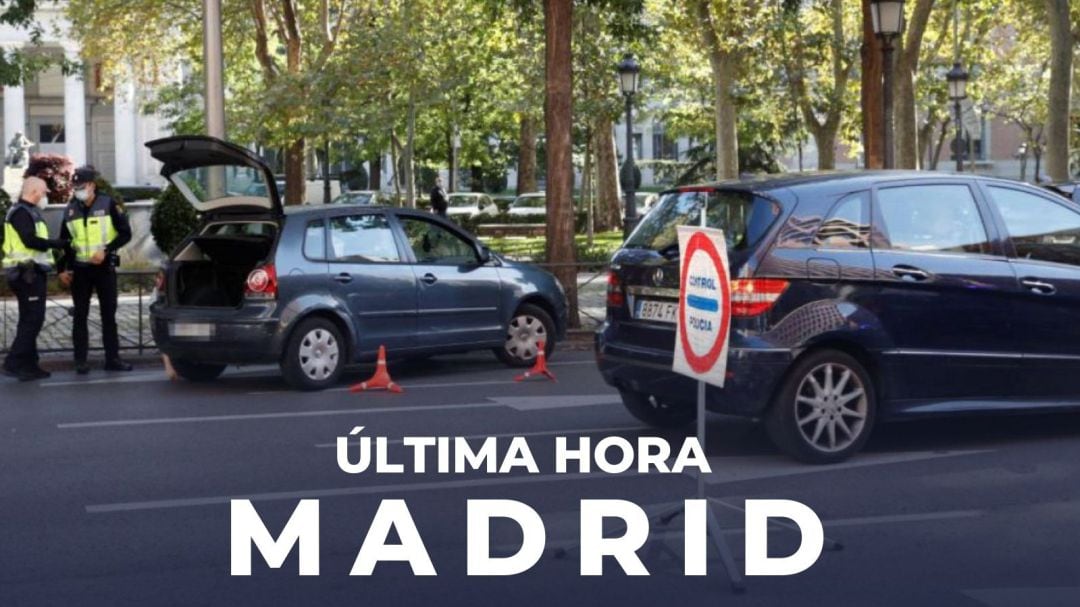 Control policial en la calle Recoletos en Madrid, este lunes, primer día laboral de restricciones impuestas por el Gobierno central