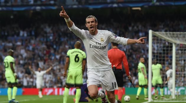 Bale celebra el único tanto del Real Madrid ante el City en 2016