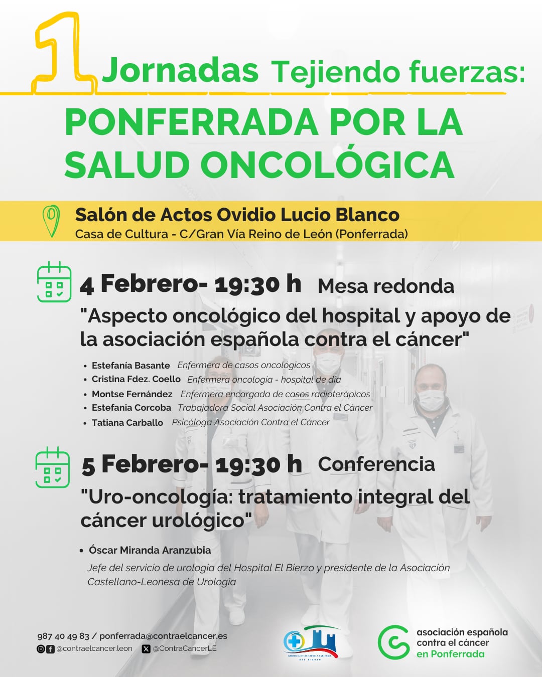 Póster de las jornadas abiertas sobre la salud oncológica en Ponferrada