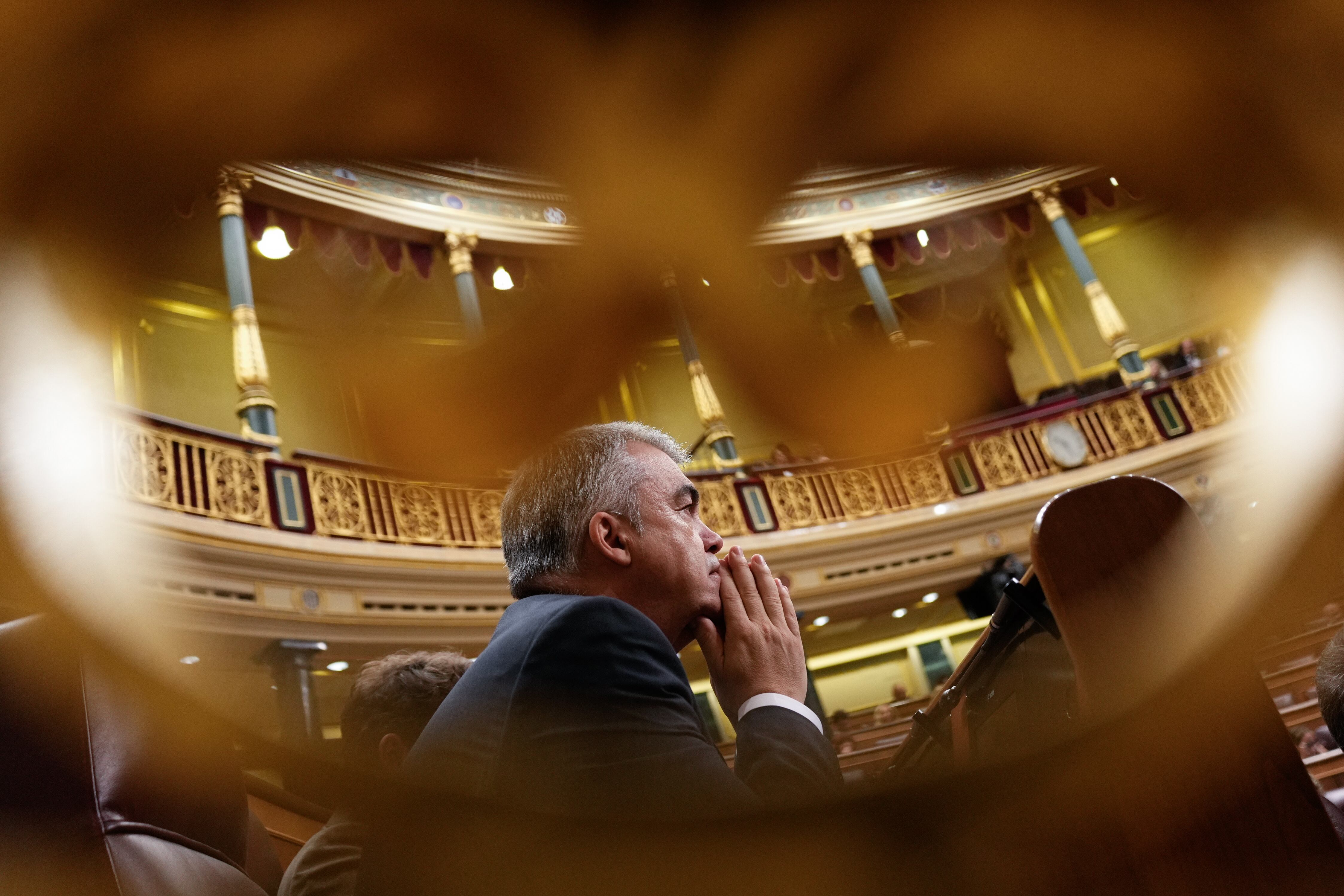 El diputado socialista Santos Cerdán en el hemiciclo del Congreso este jueves