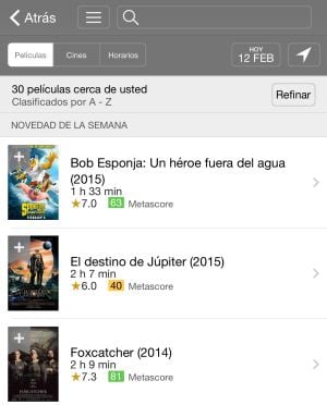 Captura de la app de IMDb