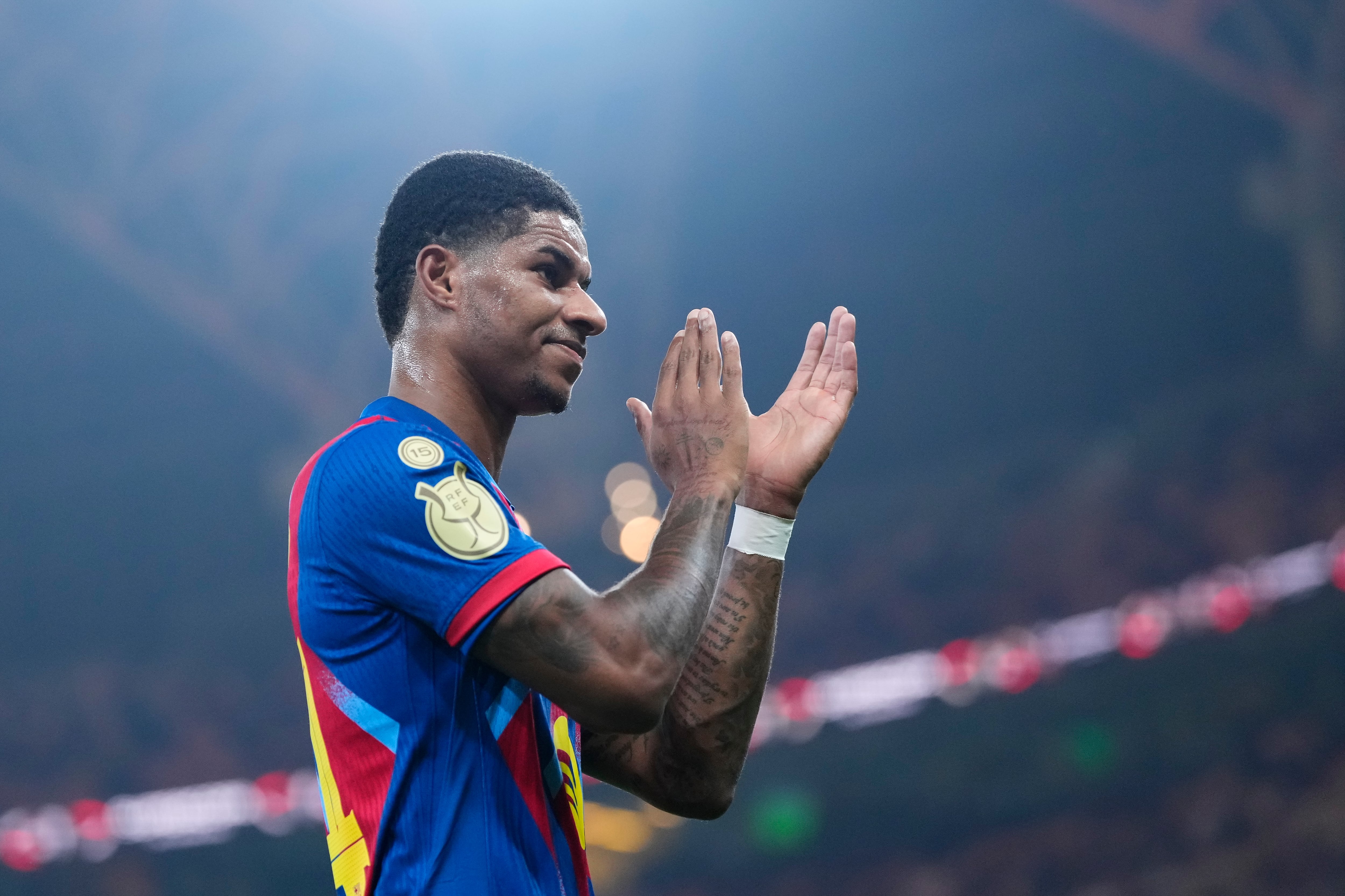 Marcus Rashford durante el encuentro contra el Athletic en Supercopa