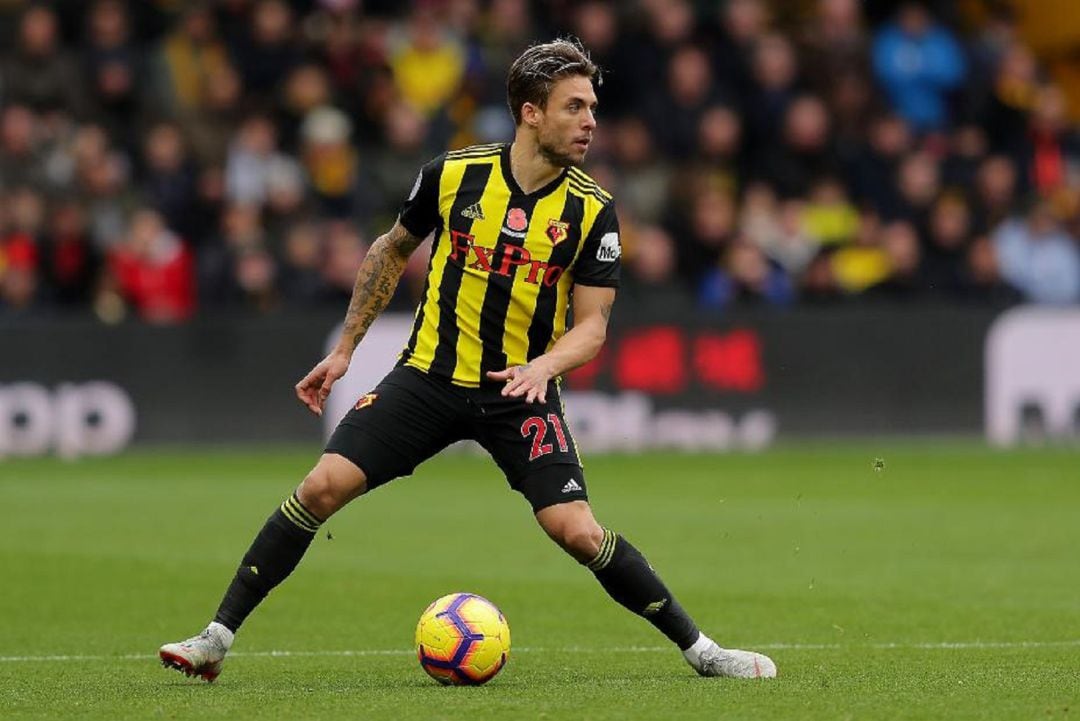 Kiko Femenía, durante un partido con el Watford inglés.