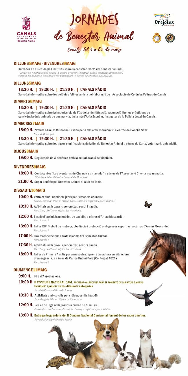 Programa de la Feria de Bienestar Animal de Canals