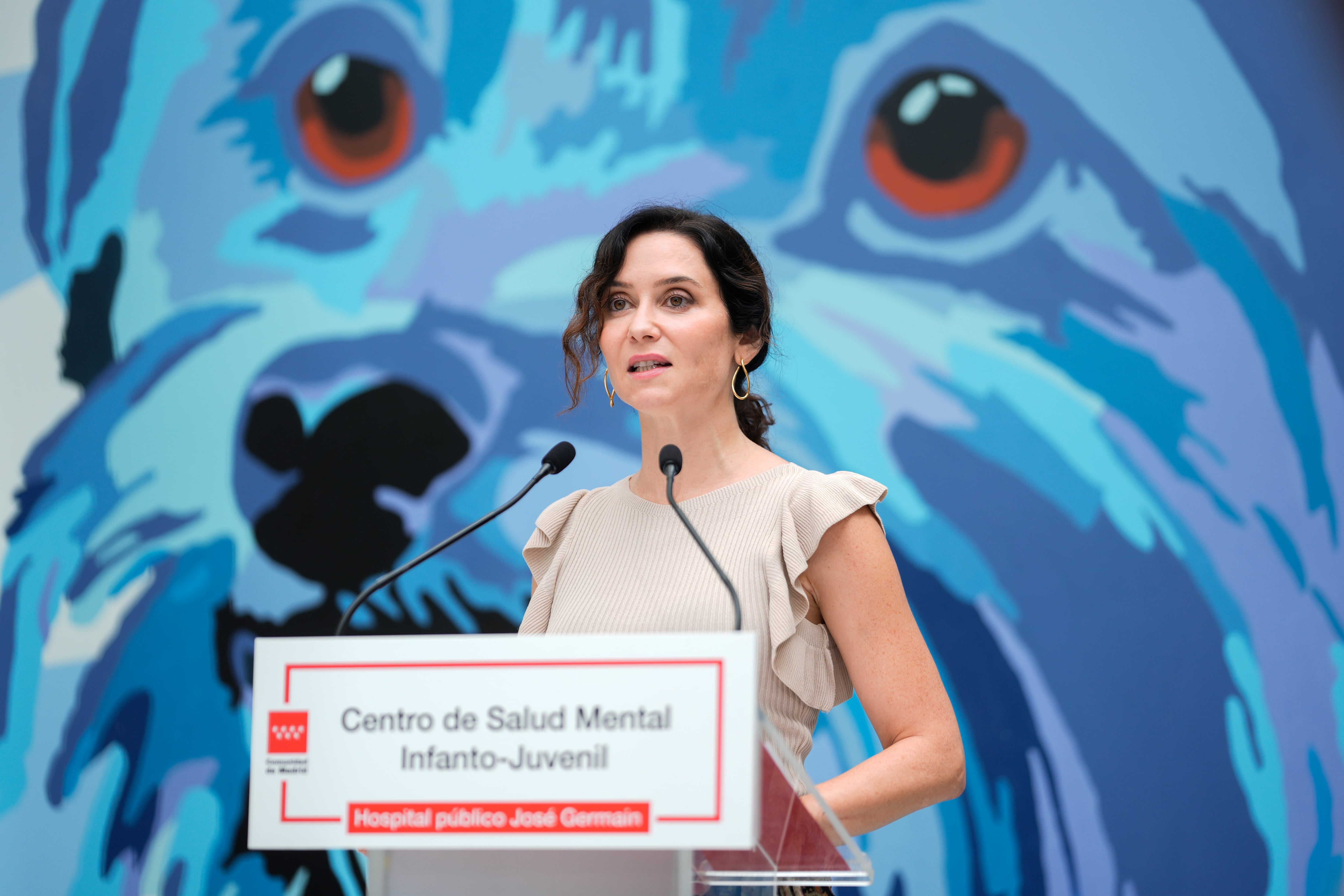 La presidenta de la Comunidad de Madrid, Isabel Díaz Ayuso, da un discurso durante una visita al nuevo Centro de Salud Mental Infanto-Juvenil el pasado mes de octubre
