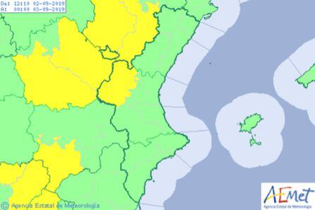 Avisos activos para este lunes en la Comunitat Valenciana