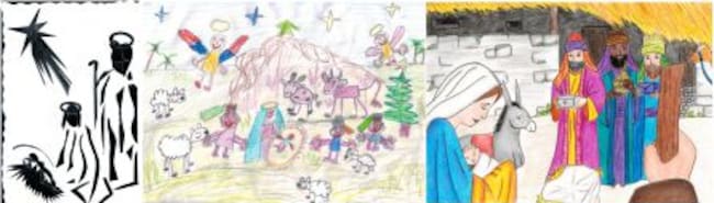 Dibujos premiados en el Concurso Tarjetas Navideñas