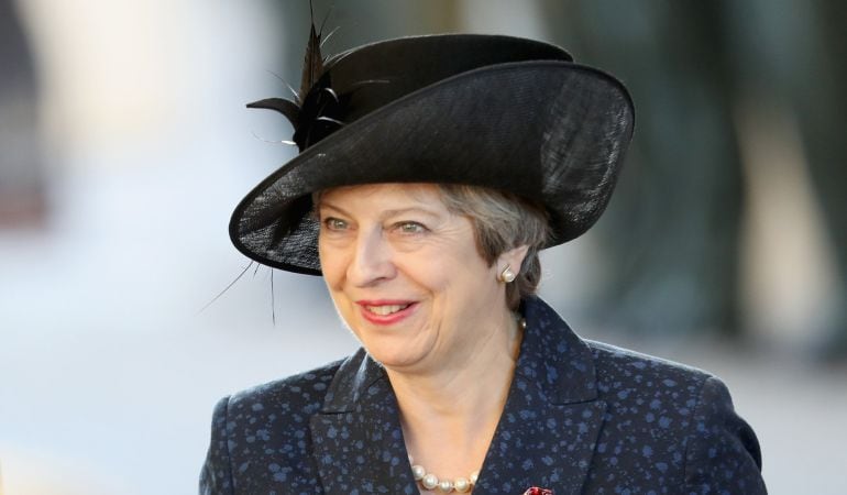 La Primera Ministra del Reino Unido, Theresa May, durante una ceremonia en Ypres, Bélgica. 