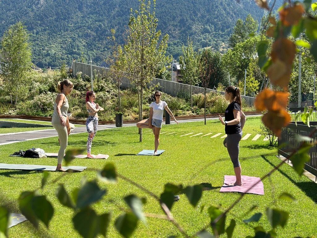 Un grup de persones practicant ioga