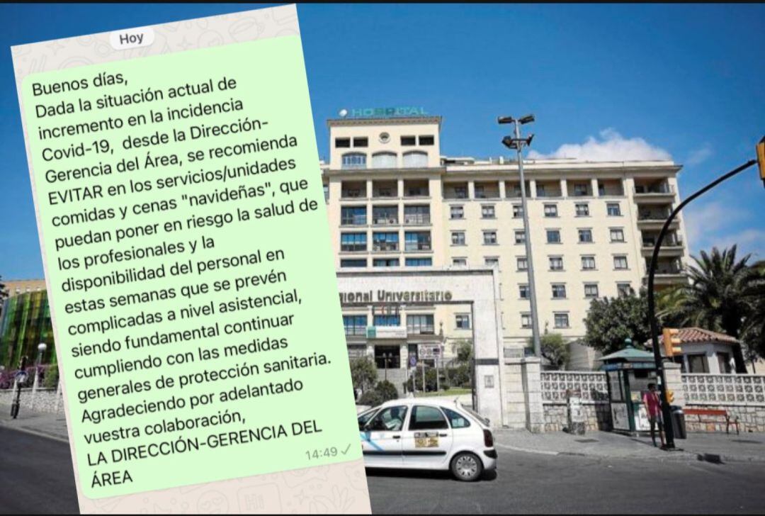 El mensaje distribuido la dirección de los hospitales a los profesionales sanitarios de Málaga