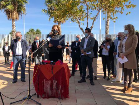 Mónica Bellido durante la lectura del manifiesto en el Día Internacional del Flamenco.