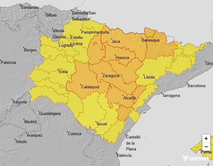 Gráficos de AEMET Aragón día 27 de agosto