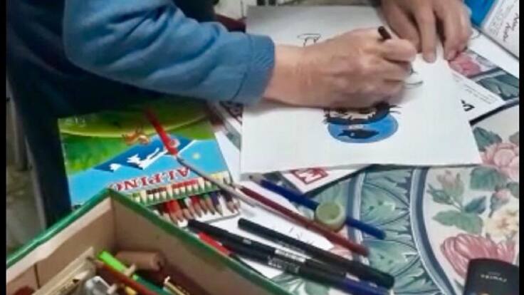 Los dibujos de Cándido, un vecino de Quel de 86 que ha pasado solo el confinamiento